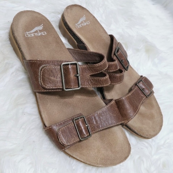 DANSKO Vintage Comfort Wedge Heeled Leather Open Toe Sandals Size 8.5🌴 - Picture 11 of 11